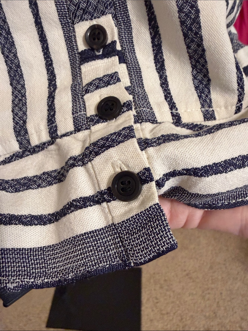 Marissa Web 💗Striped Button-Front Crop Top - Navy & White - Picture 9 of 13